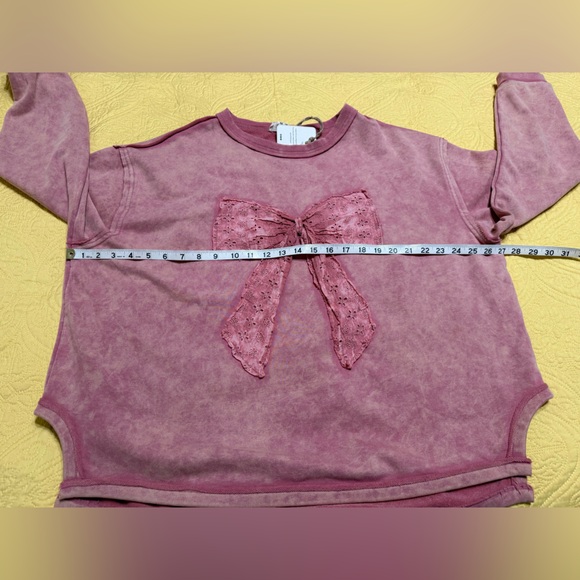 H022 NWT Sage + Fig Top M pp27 Pants L W15 Dusty Pink Bow Lounge Pants Set - Picture 7 of 16